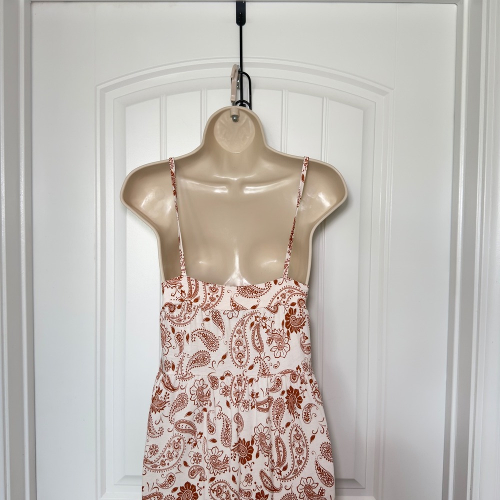 ASOS Design Size 2 Brown Cream Sleeveless Boho Western Cottagecore Maxi Dress - Picture 5 of 9